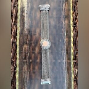 Silver Chain Bracelet with Round Centerpiece